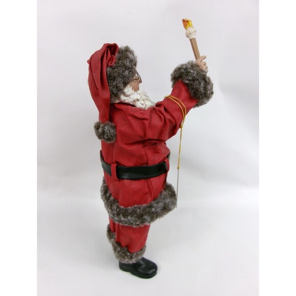Clothtique Possible Dreams 2002 Winter's Glow Santa Figure w Torch Light 9 Inch - Picture 5 of 7